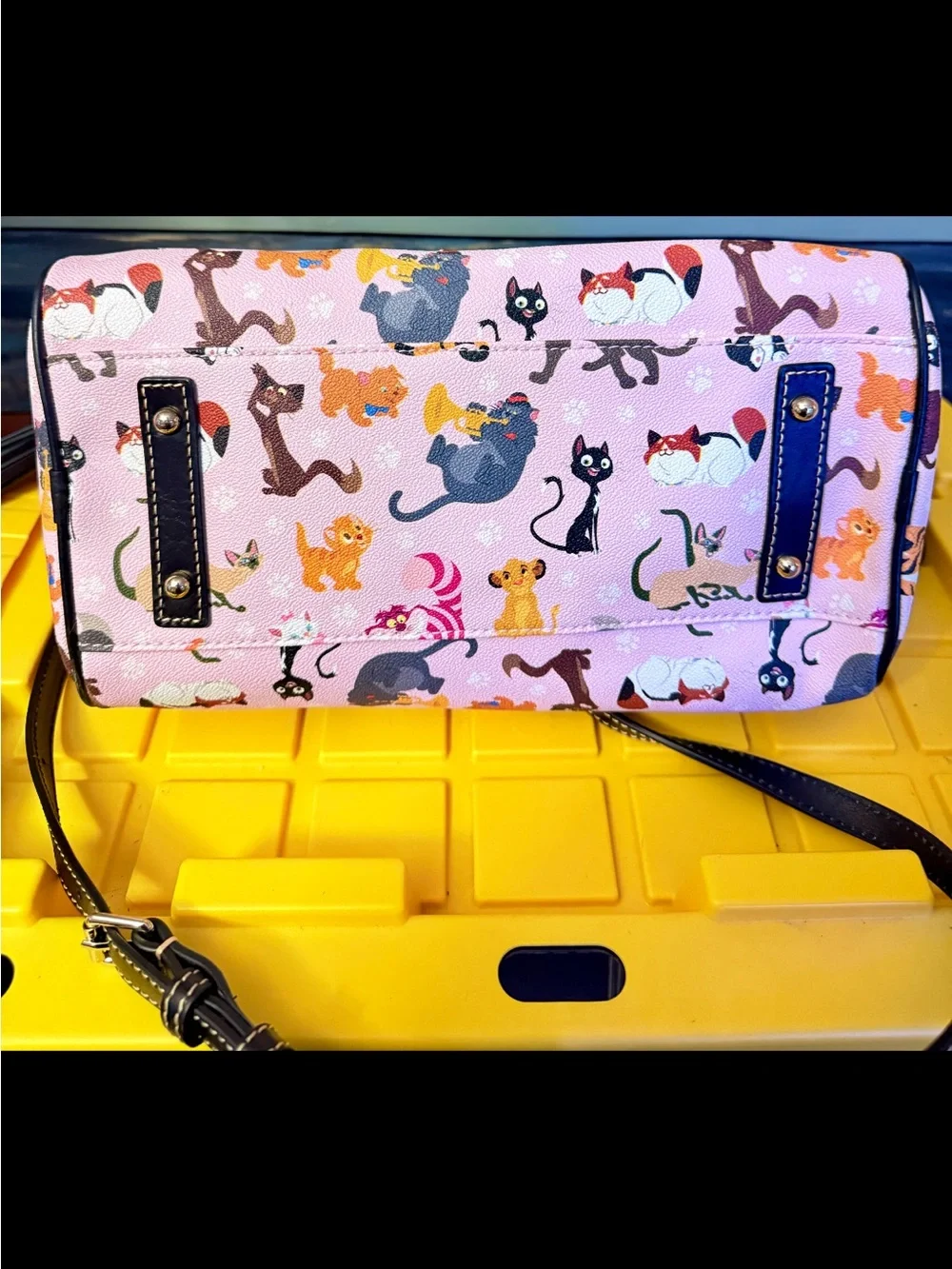 Dooney & Bourke Pink Cat Print Satchel with Black Trim